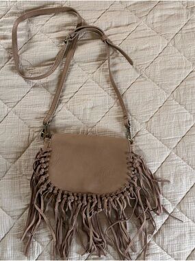 Adorable Fringe Light Brown Crossbody Bag